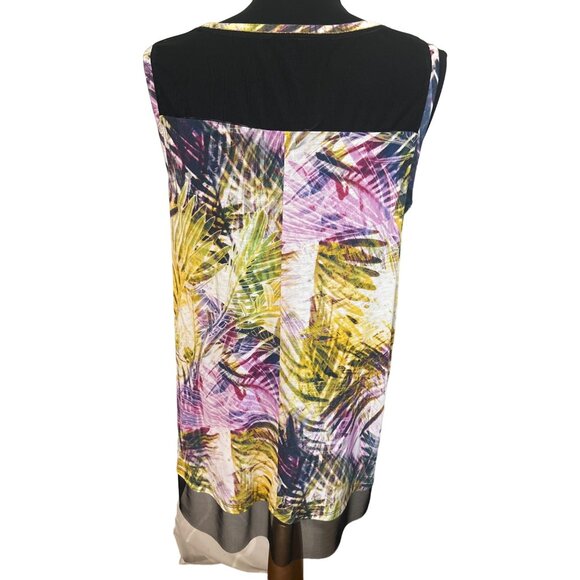 Jennifer Lopez Women's Multicolored Palm leaves Sleeveless Blouse OX - Picture 3 of 8